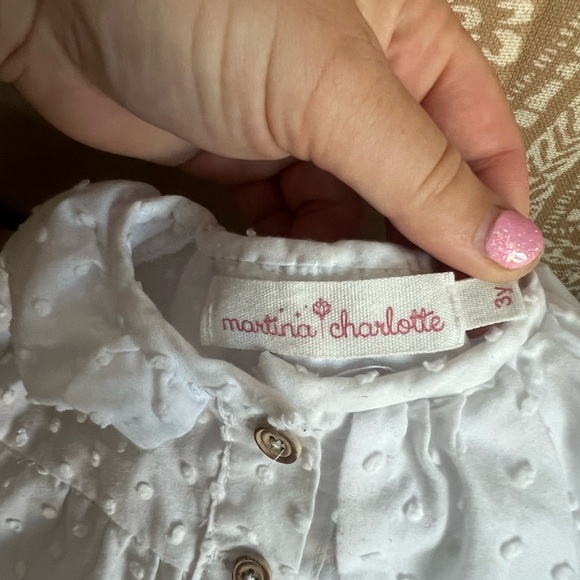 Martina Charlotte Girls Babydoll White Buttondown Shirt Dress - Picture 4 of 5